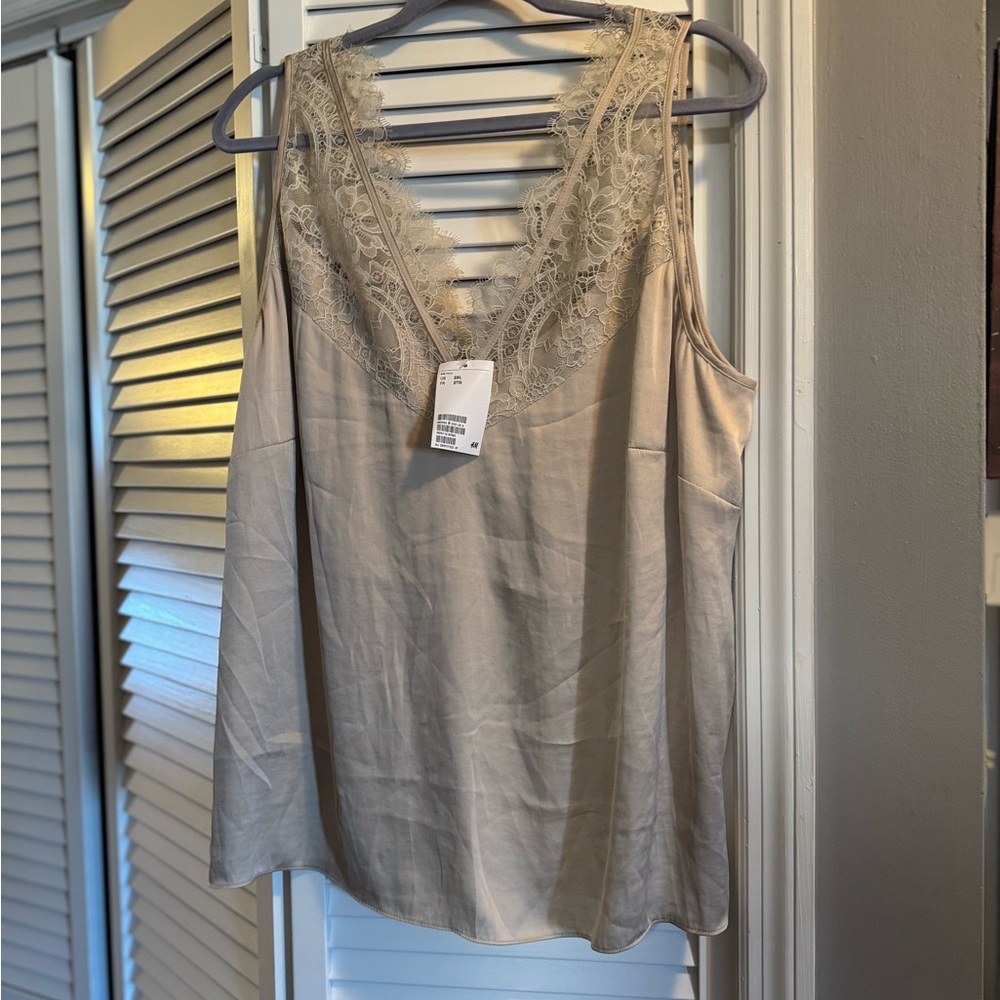 Elegant Lace Trim Beige Top